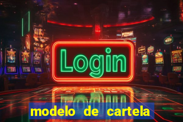 modelo de cartela de bingo em branco